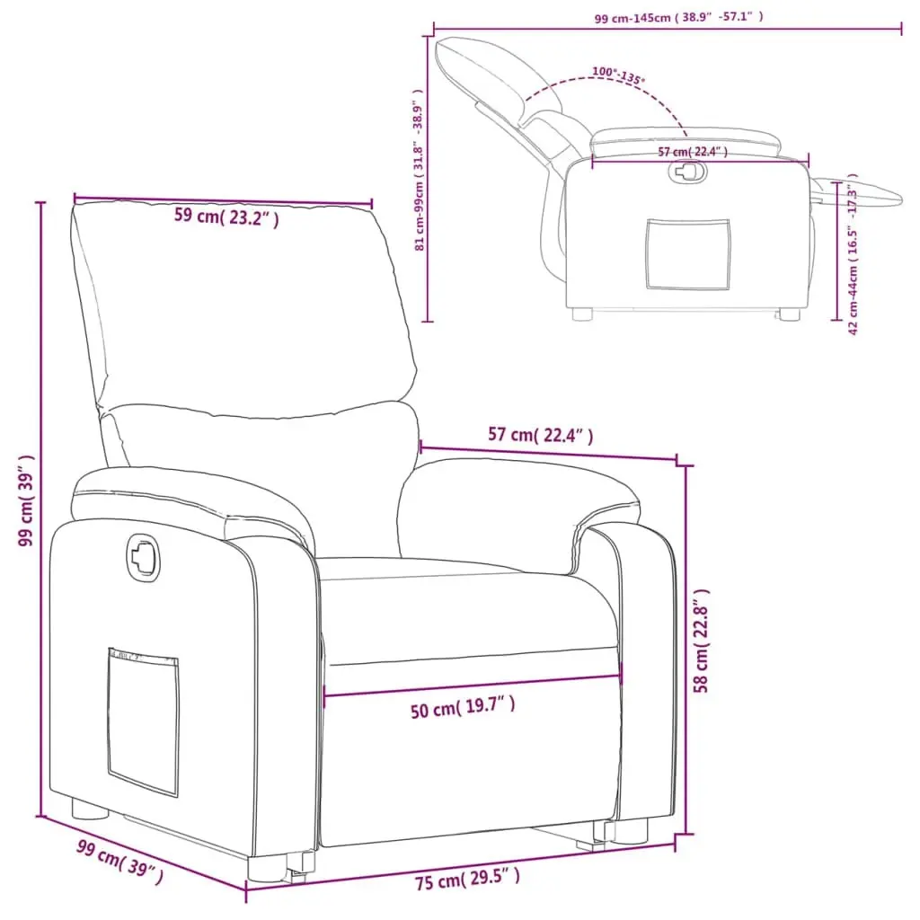 Stand up Recliner Chair Dark Grey Fabric 3205697