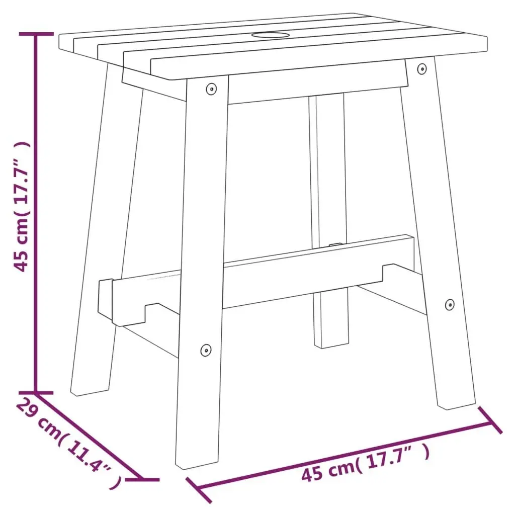 Stool 45x29x45 cm Rectangular Solid Wood Acacia 153330