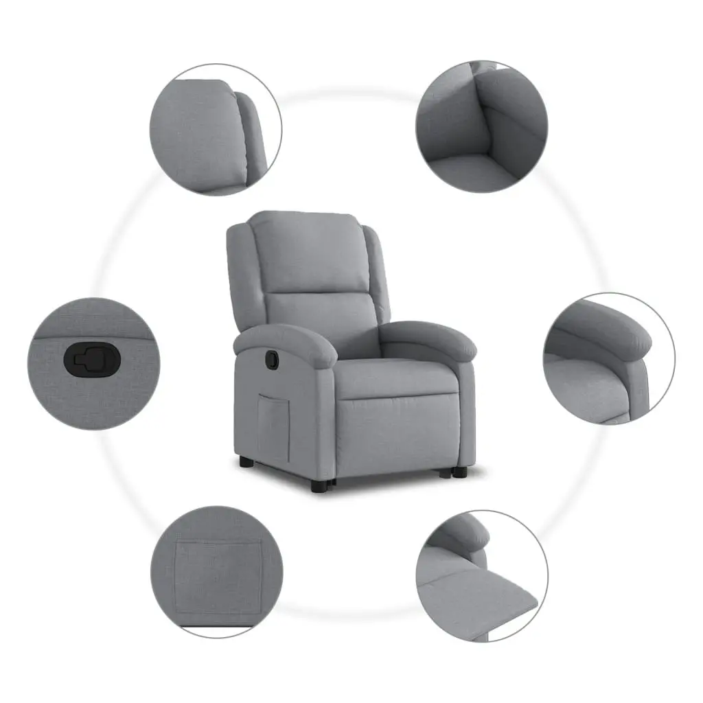 Stand up Recliner Chair Light Grey Fabric 3205428