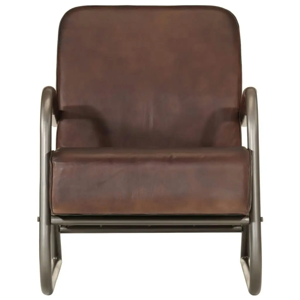 Sofa Chair Brown Real Leather 359632