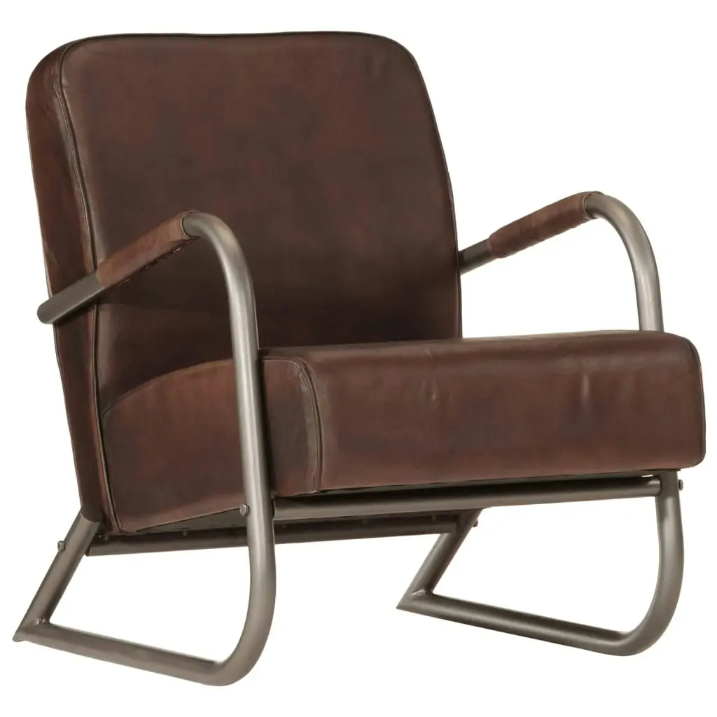 Sofa Chair Brown Real Leather 359632