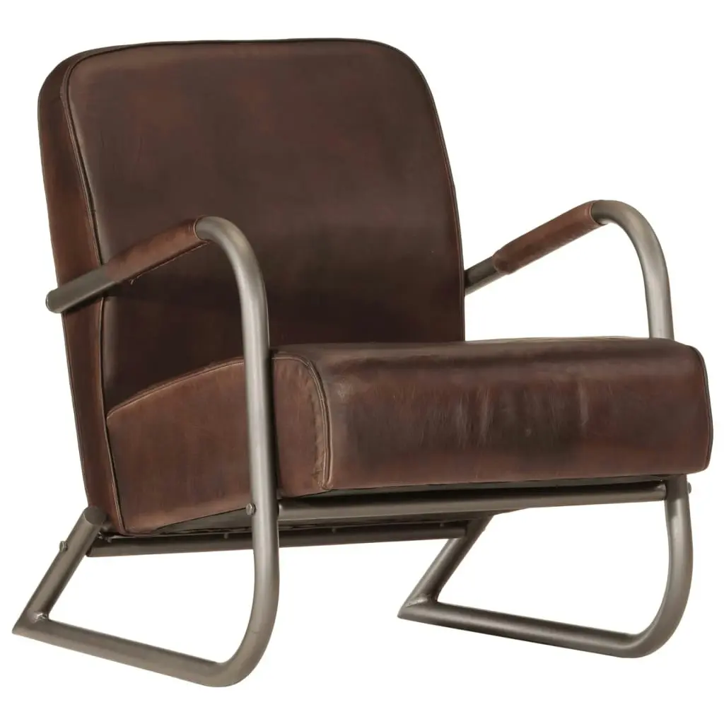 Sofa Chair Brown Real Leather 359632