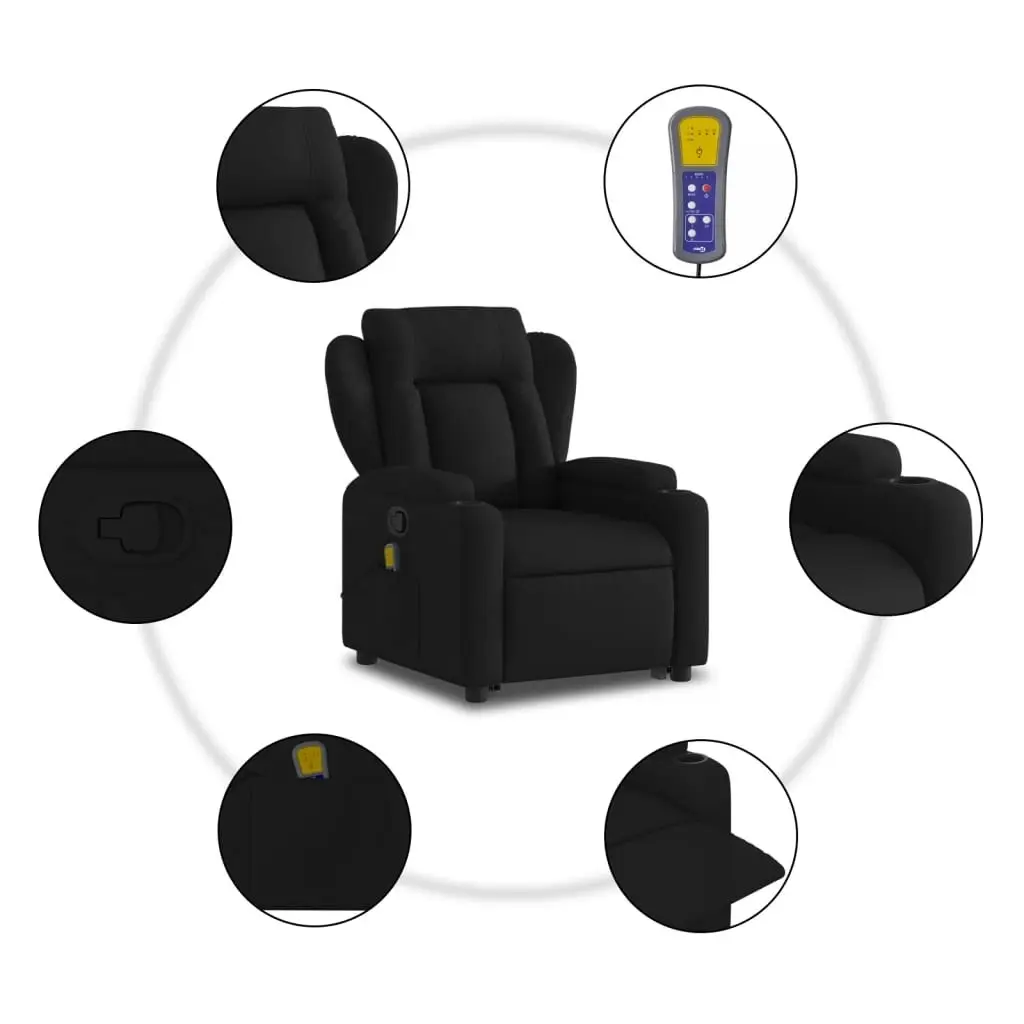 Stand up Massage Recliner Chair Black Fabric 3205586