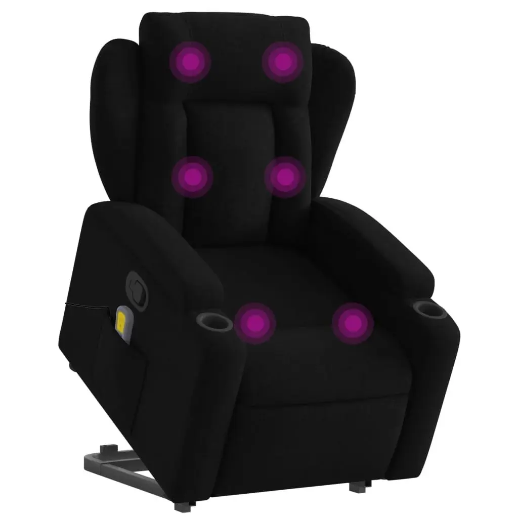 Stand up Massage Recliner Chair Black Fabric 3205586