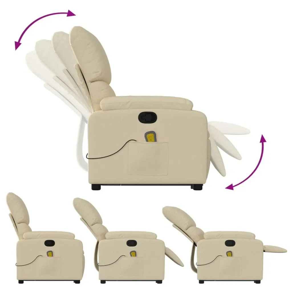 Stand up Massage Recliner Chair Cream Fabric 3205703