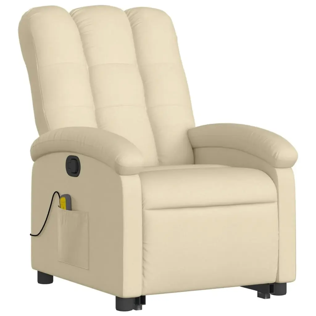 Stand up Massage Recliner Chair Cream Fabric 3205403