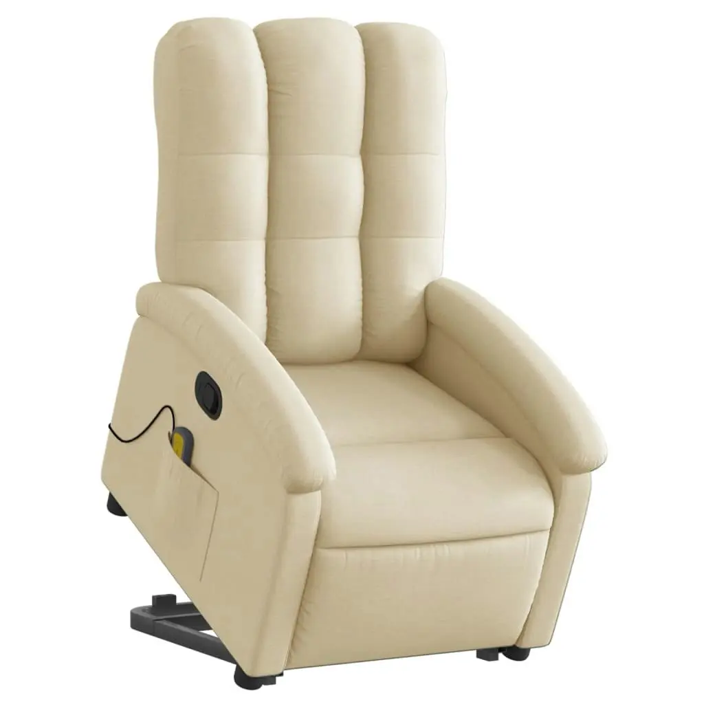 Stand up Massage Recliner Chair Cream Fabric 3205403