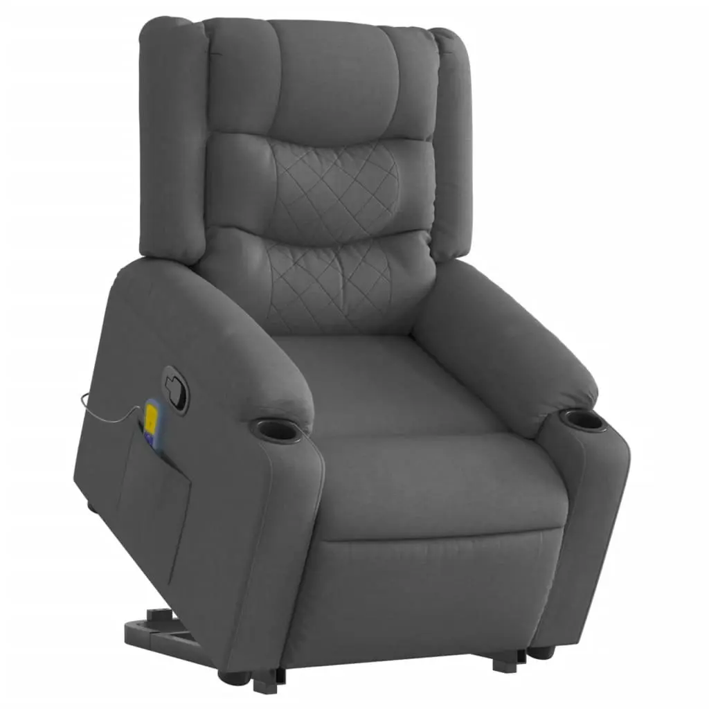 Stand up Massage Recliner Chair Dark Grey Fabric 3206842