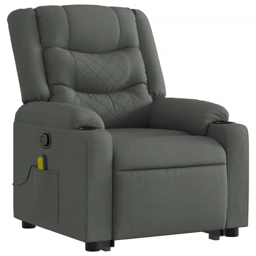 Stand up Massage Recliner Chair Dark Grey Fabric 3206842