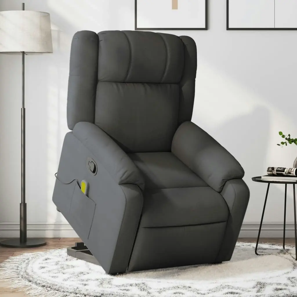 Stand up Massage Recliner Chair Dark Grey Fabric 3205759