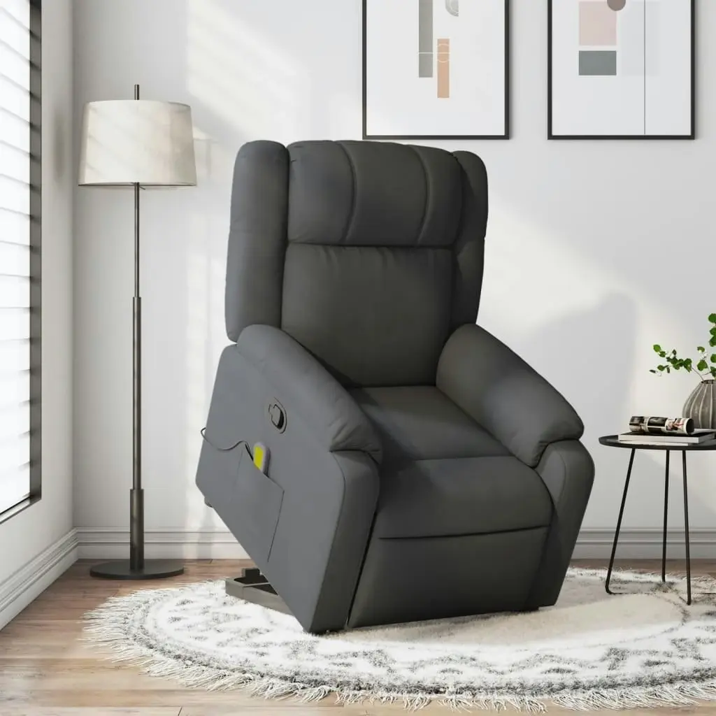 Stand up Massage Recliner Chair Dark Grey Fabric 3205759