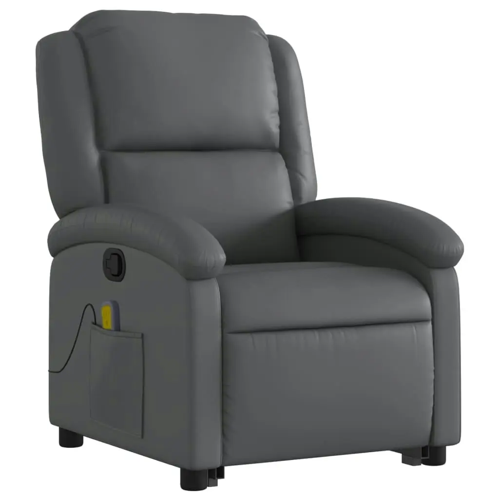 Stand up Massage Recliner Chair Grey Faux Leather 3205461