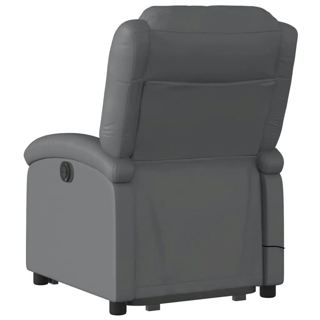 Stand up Massage Recliner Chair Grey Faux Leather 3205461