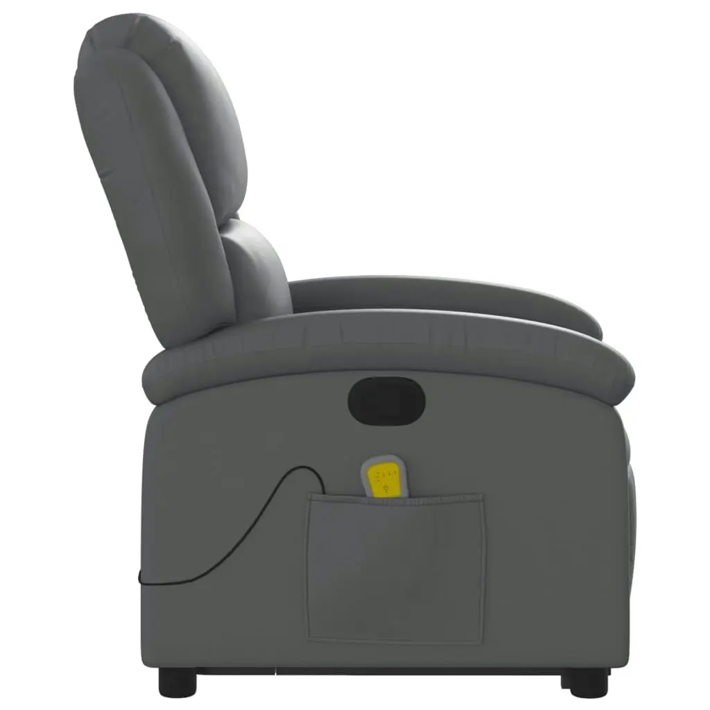 Stand up Massage Recliner Chair Grey Faux Leather 3205461