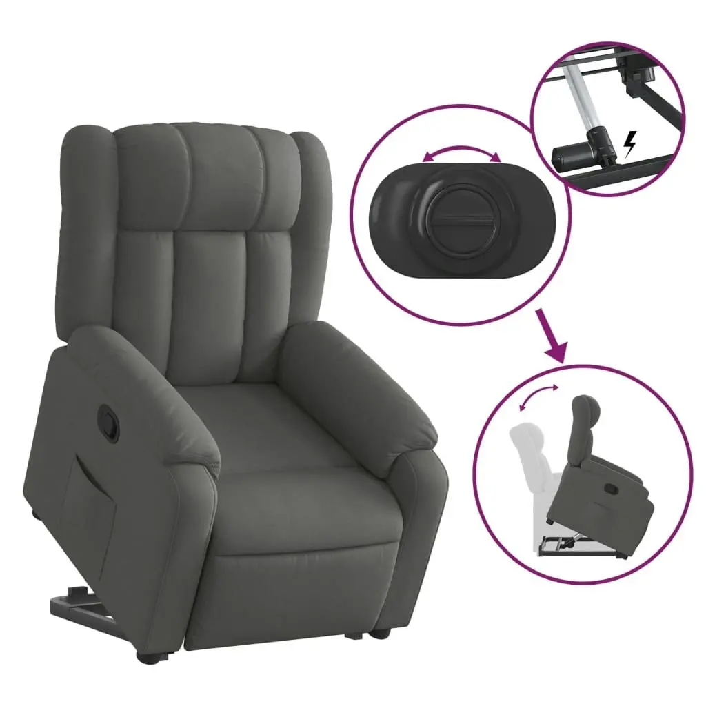 Stand up Massage Recliner Chair Dark Grey Fabric 3205793