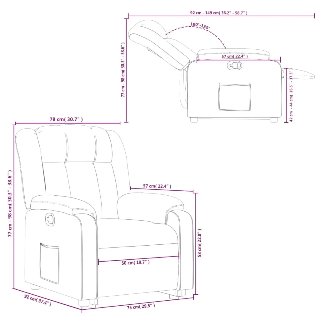 Stand up Massage Recliner Chair Dark Grey Fabric 3205793