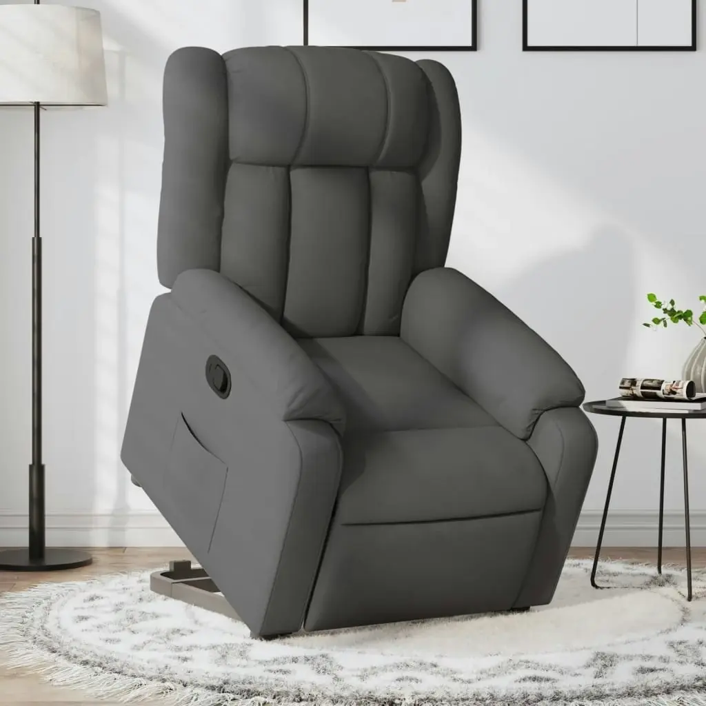 Stand up Massage Recliner Chair Dark Grey Fabric 3205793