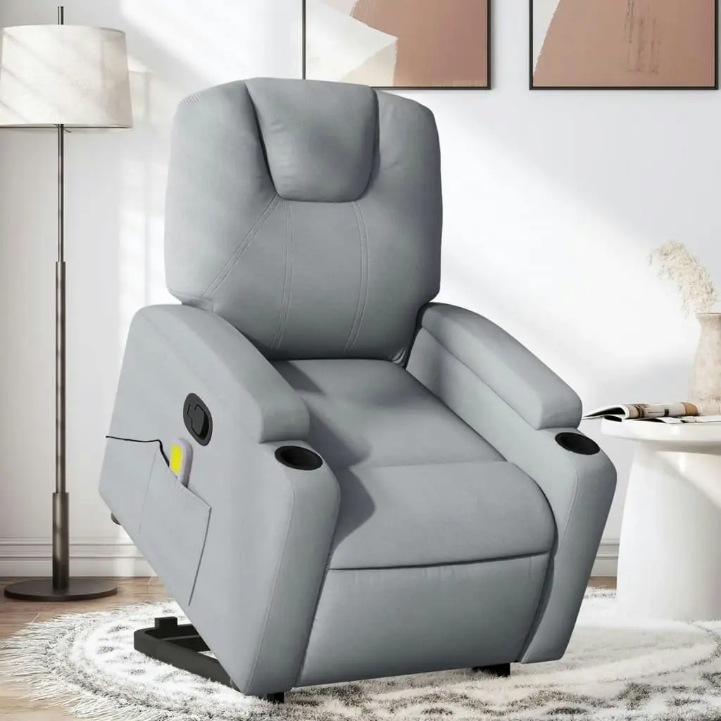 Stand up Massage Recliner Chair Light Grey Fabric 3205528