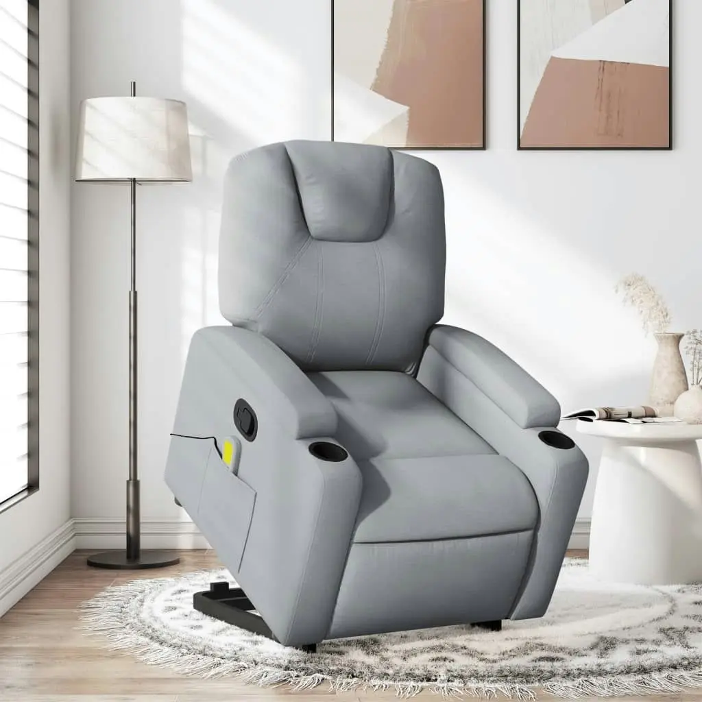 Stand up Massage Recliner Chair Light Grey Fabric 3205528