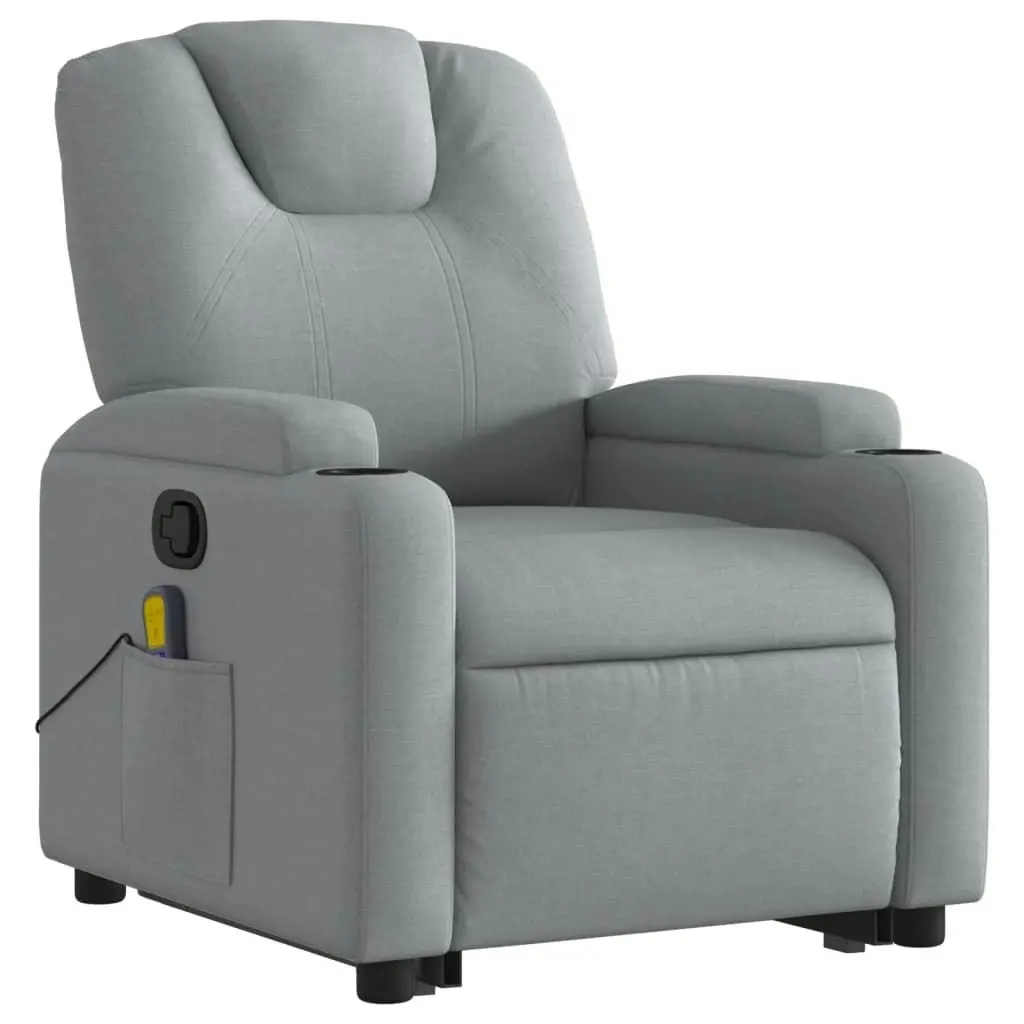 Stand up Massage Recliner Chair Light Grey Fabric 3205528