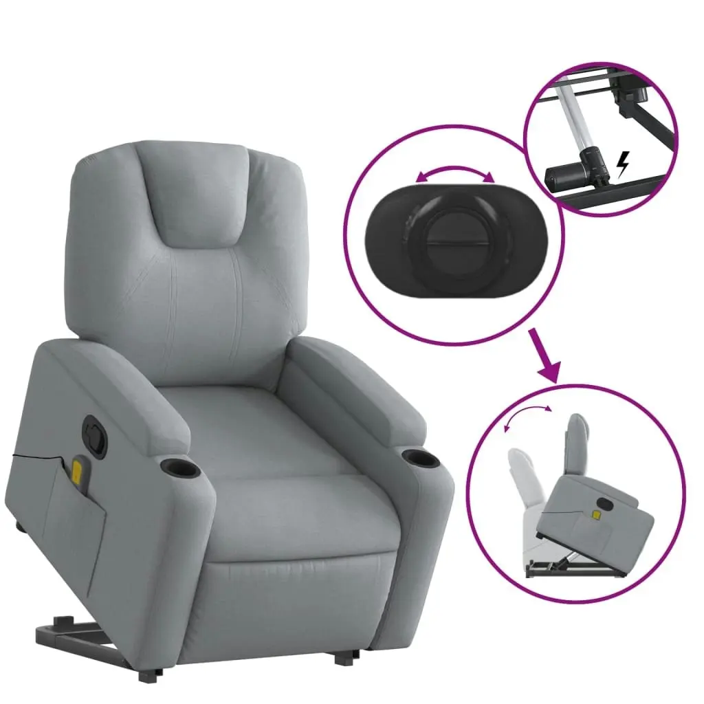 Stand up Massage Recliner Chair Light Grey Fabric 3205528