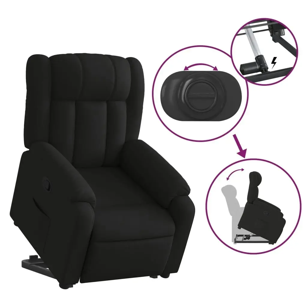 Stand up Massage Recliner Chair Black Fabric 3205794