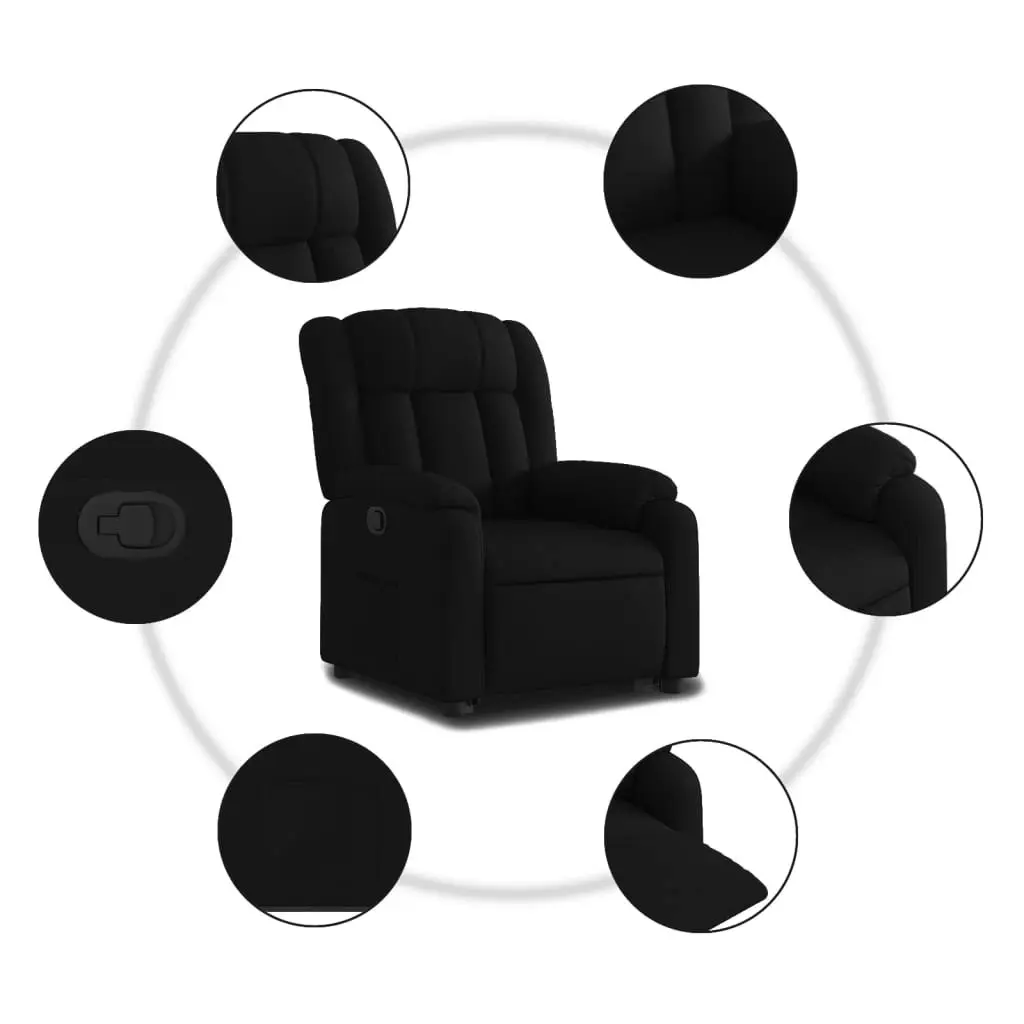 Stand up Massage Recliner Chair Black Fabric 3205794