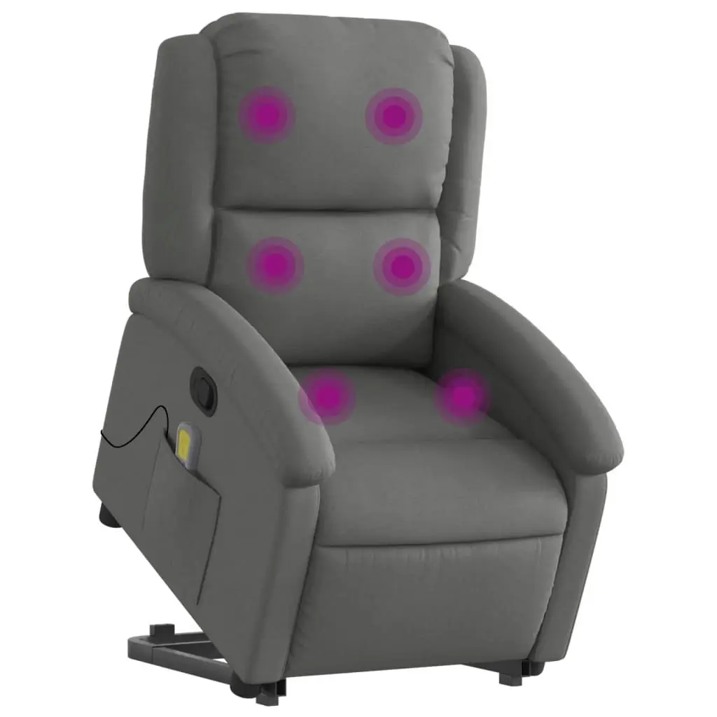 Stand up Massage Recliner Chair Dark Grey Fabric 3205433