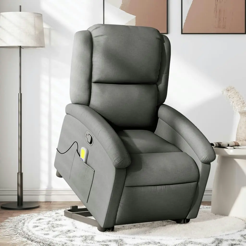 Stand up Massage Recliner Chair Dark Grey Fabric 3205433