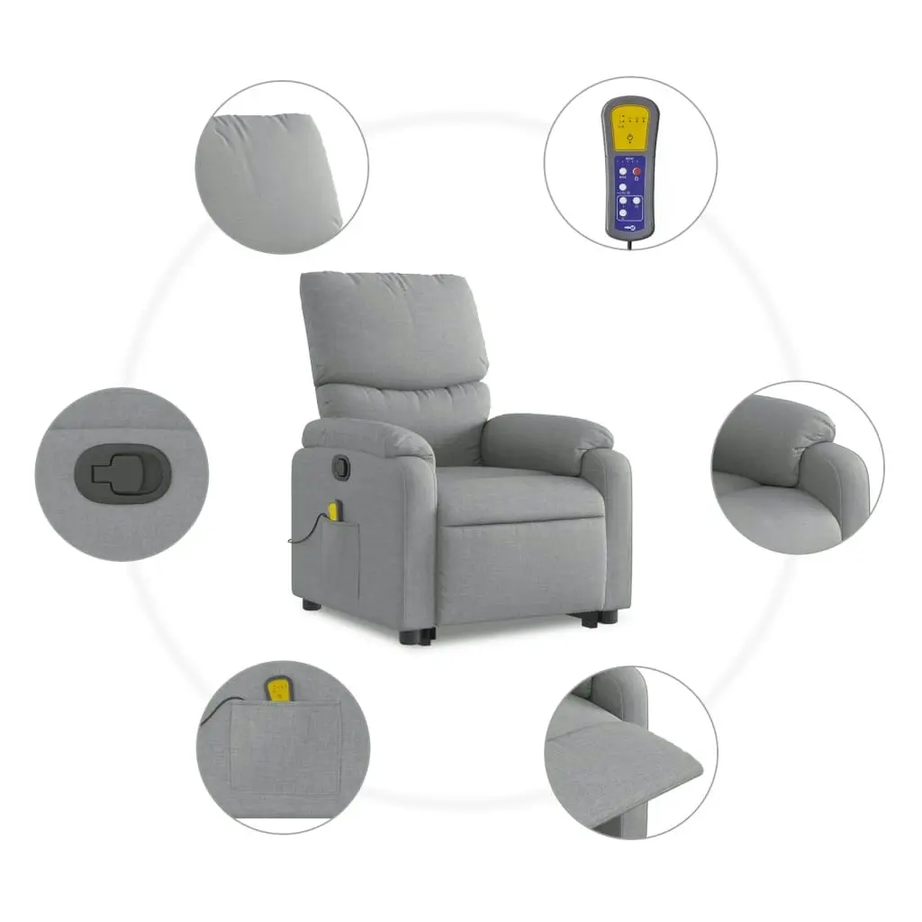 Stand up Massage Recliner Chair Light Grey Fabric 3205700