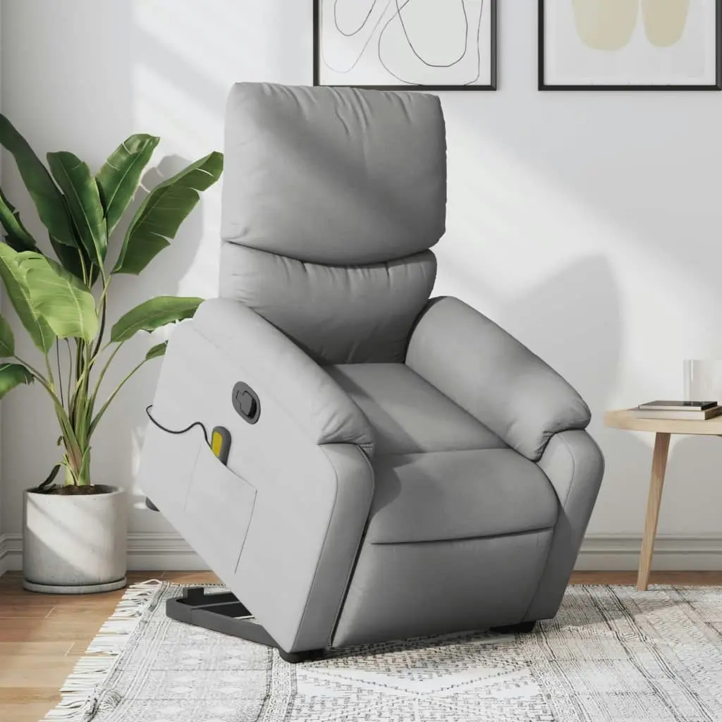 Stand up Massage Recliner Chair Light Grey Fabric 3205700