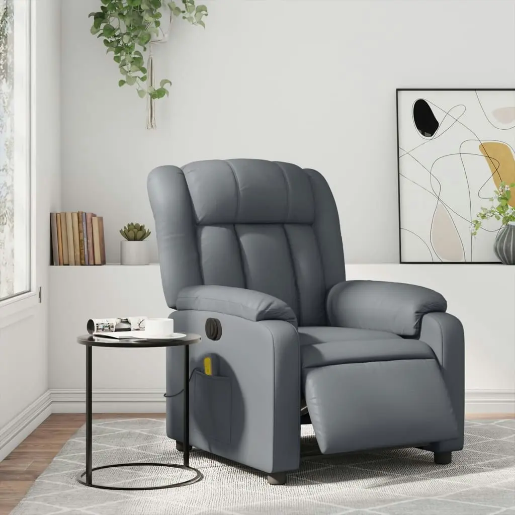 Stand up Massage Recliner Chair Grey Faux Leather 3205769