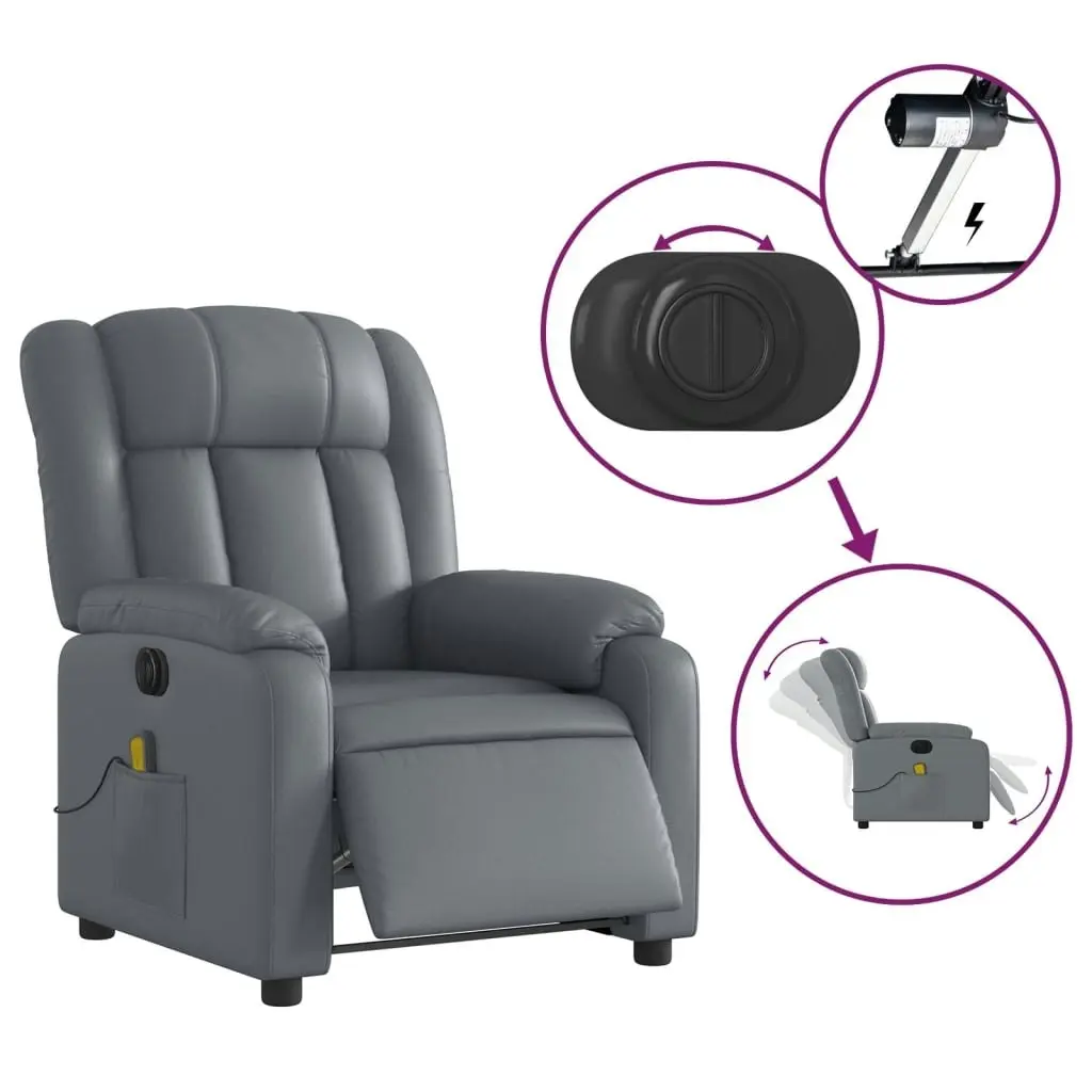 Stand up Massage Recliner Chair Grey Faux Leather 3205769