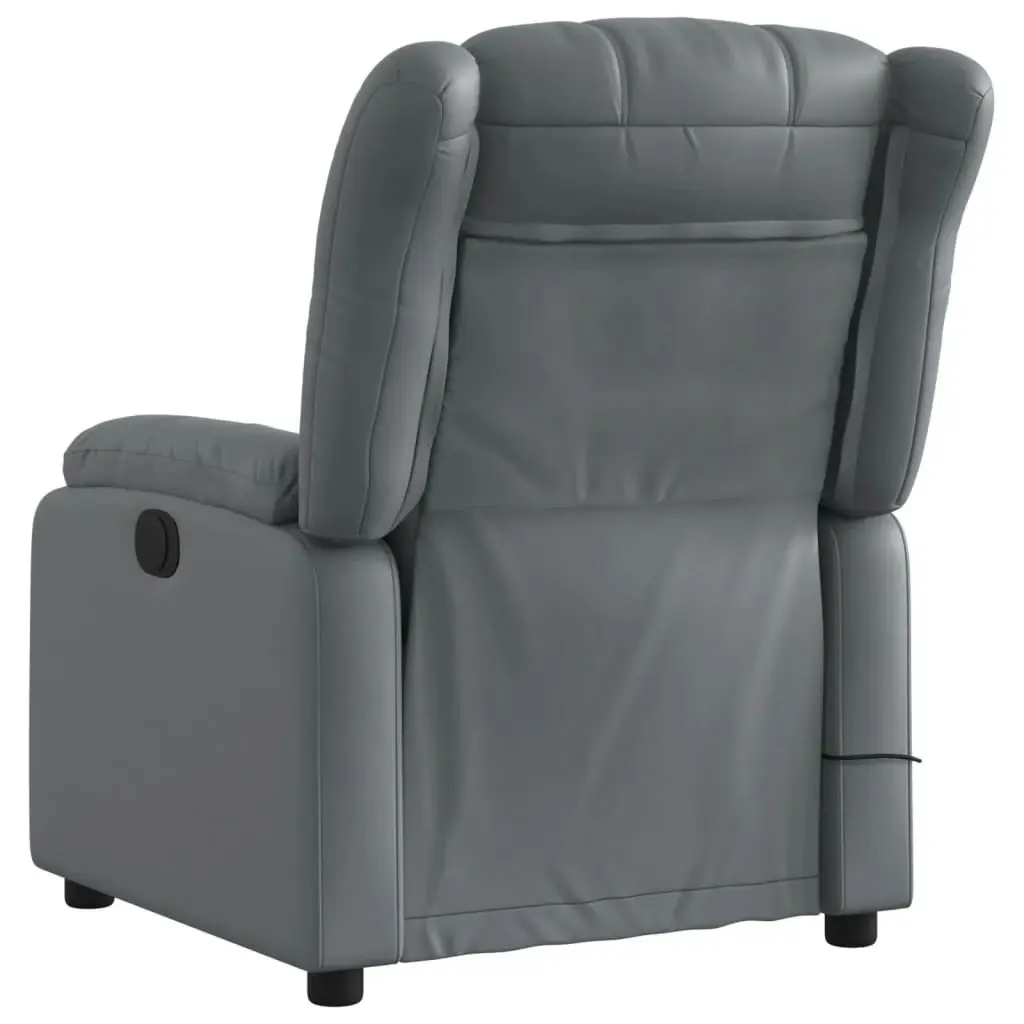 Stand up Massage Recliner Chair Grey Faux Leather 3205769