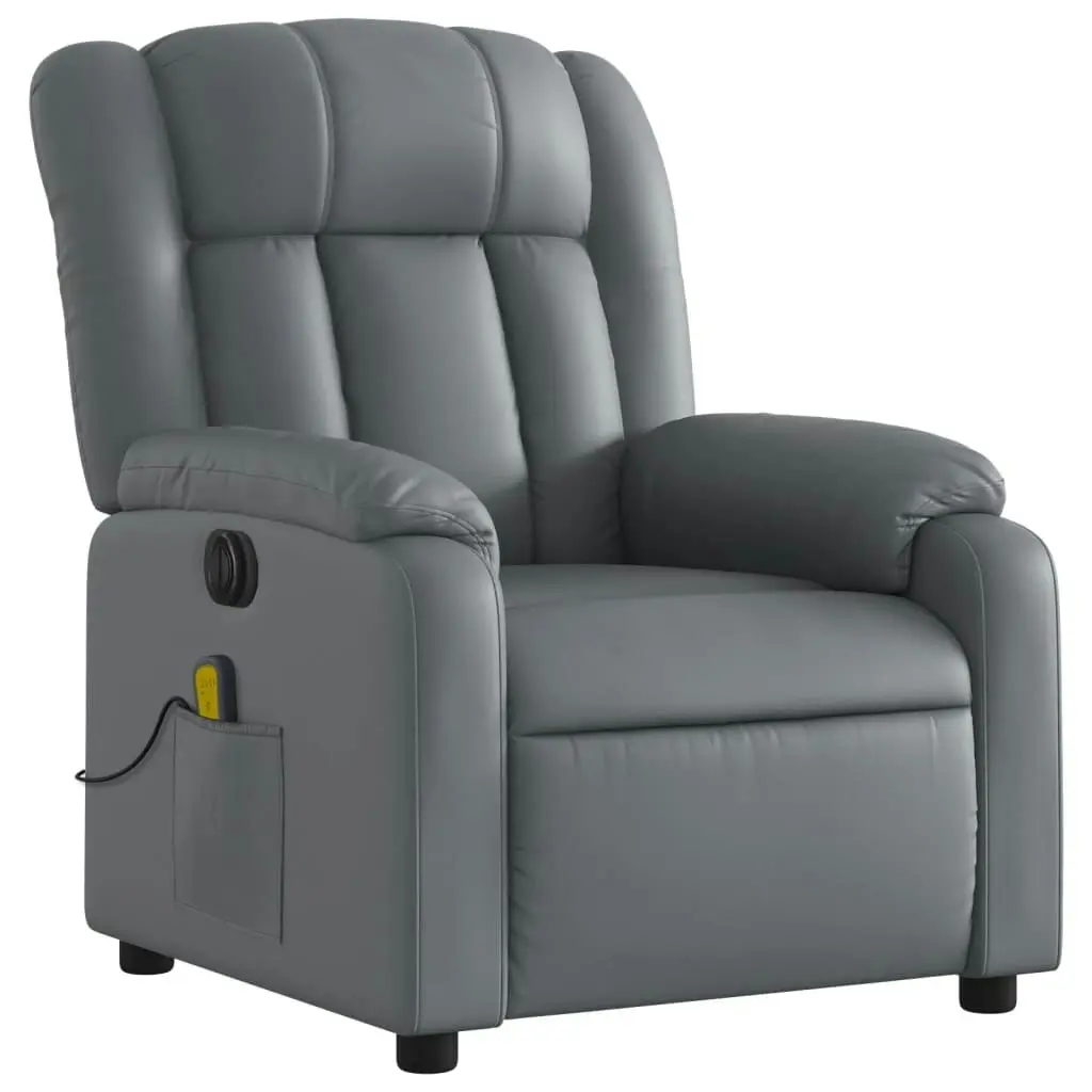 Stand up Massage Recliner Chair Grey Faux Leather 3205769