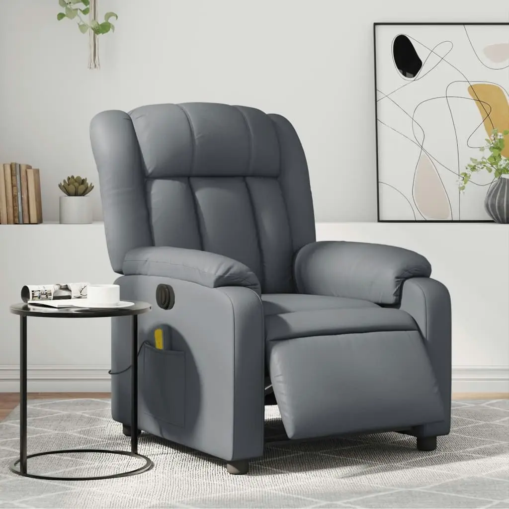 Stand up Massage Recliner Chair Grey Faux Leather 3205769