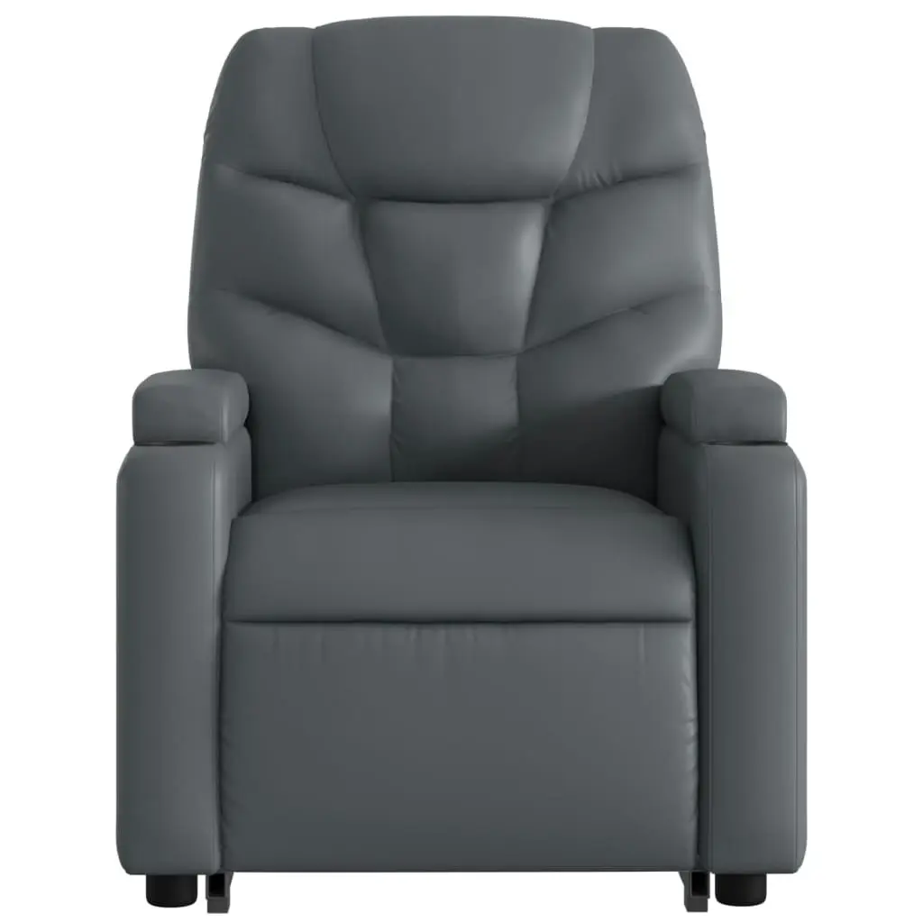 Stand up Massage Recliner Chair Grey Faux Leather 3205657