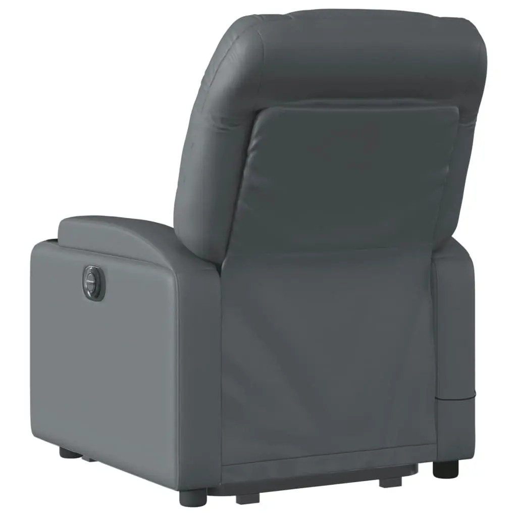 Stand up Massage Recliner Chair Grey Faux Leather 3205657