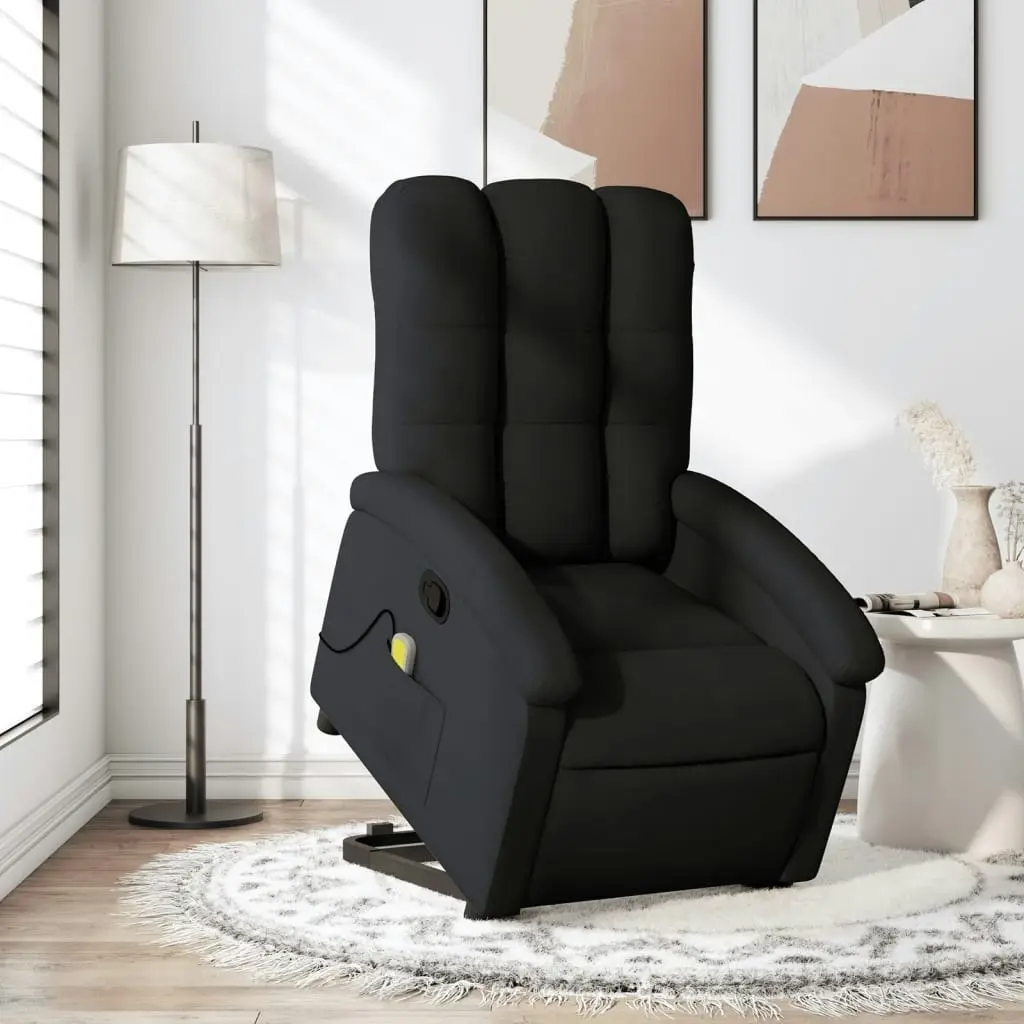 Stand up Massage Recliner Chair Black Fabric 3205402