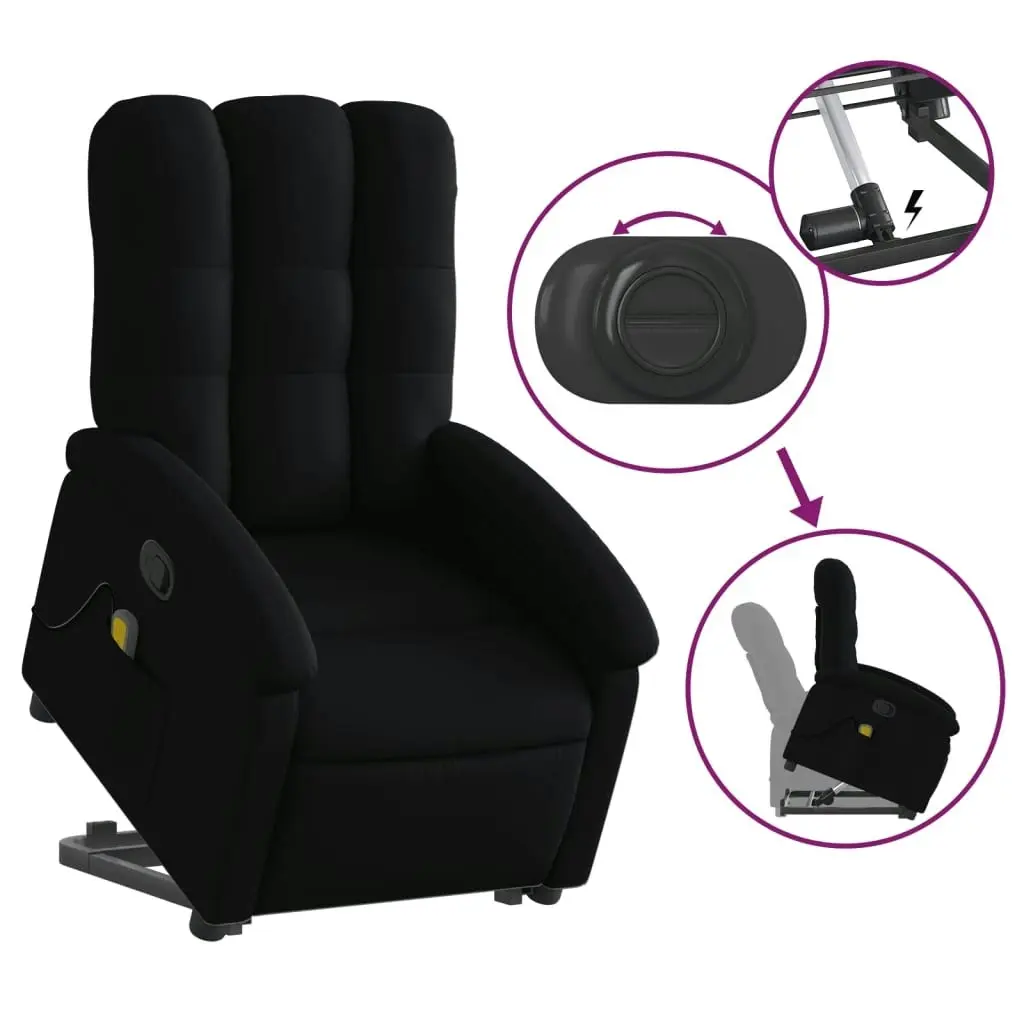 Stand up Massage Recliner Chair Black Fabric 3205402