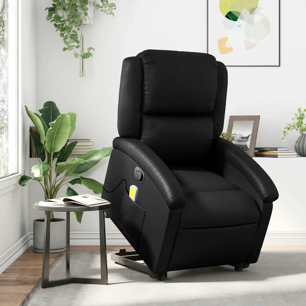 Stand up Massage Recliner Chair Black Faux Leather 3205459