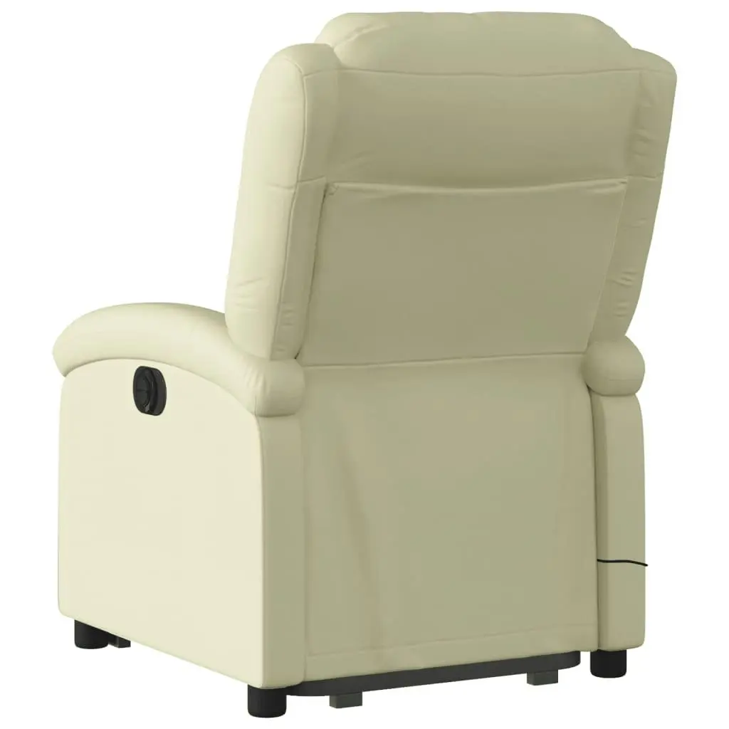 Stand up Massage Recliner Chair Cream Real Leather 3205484