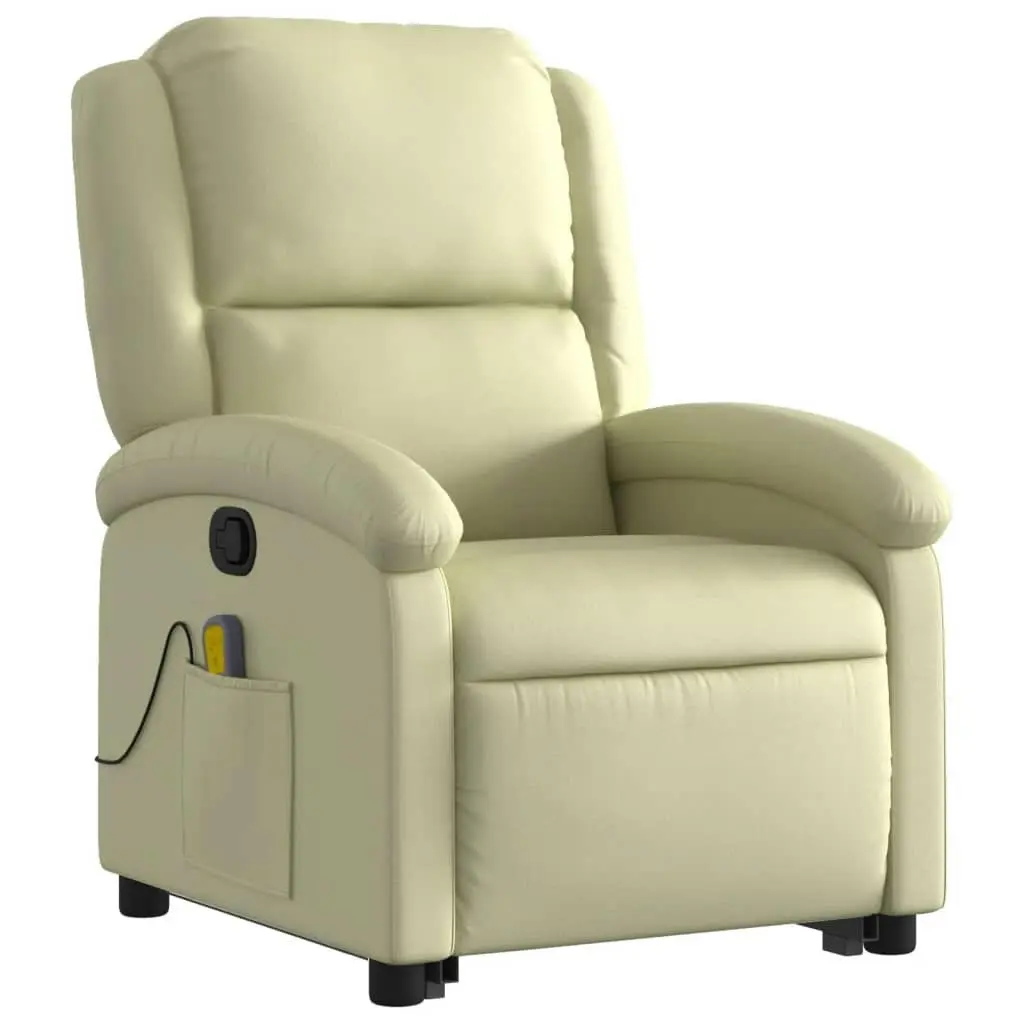 Stand up Massage Recliner Chair Cream Real Leather 3205484