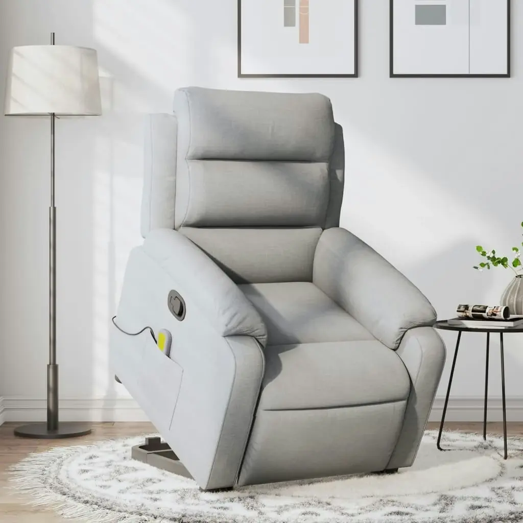 Stand up Massage Recliner Chair Light Grey Fabric 3205735