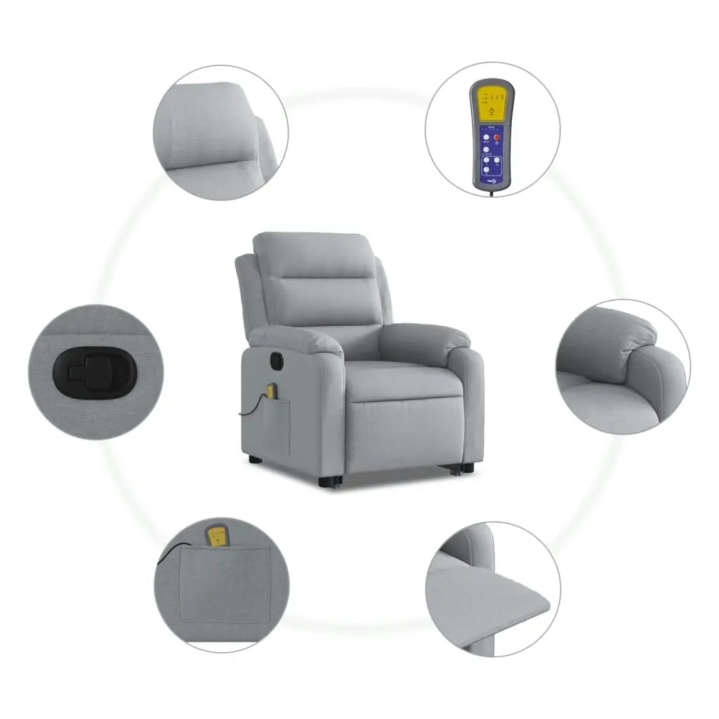 Stand up Massage Recliner Chair Light Grey Fabric 3205735