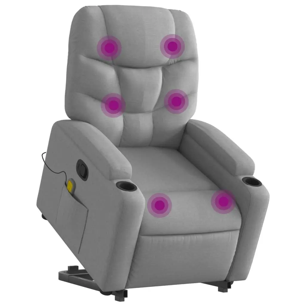 Stand up Massage Recliner Chair Light Grey Fabric 3205628