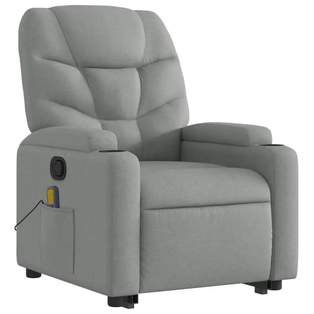 Stand up Massage Recliner Chair Light Grey Fabric 3205628