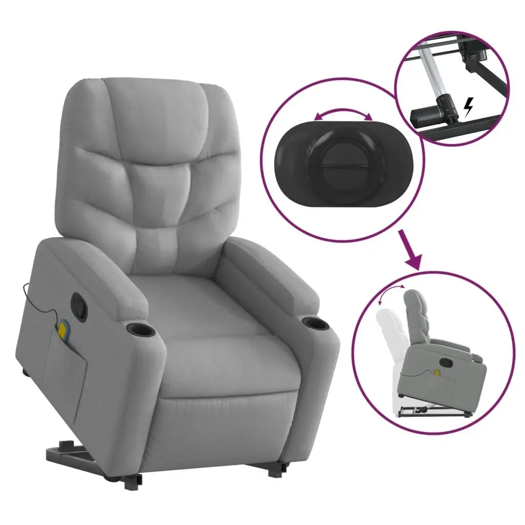 Stand up Massage Recliner Chair Light Grey Fabric 3205628