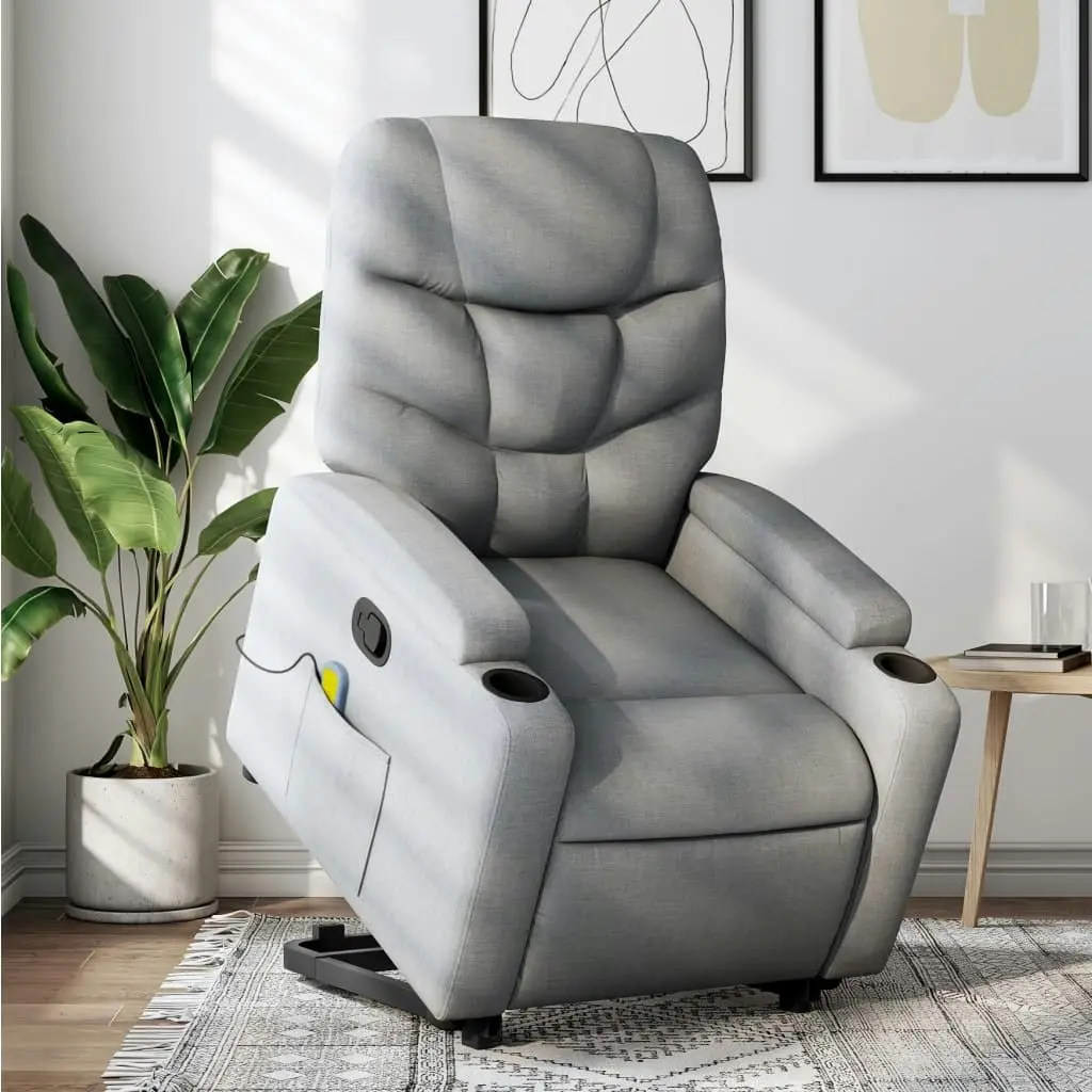 Stand up Massage Recliner Chair Light Grey Fabric 3205628