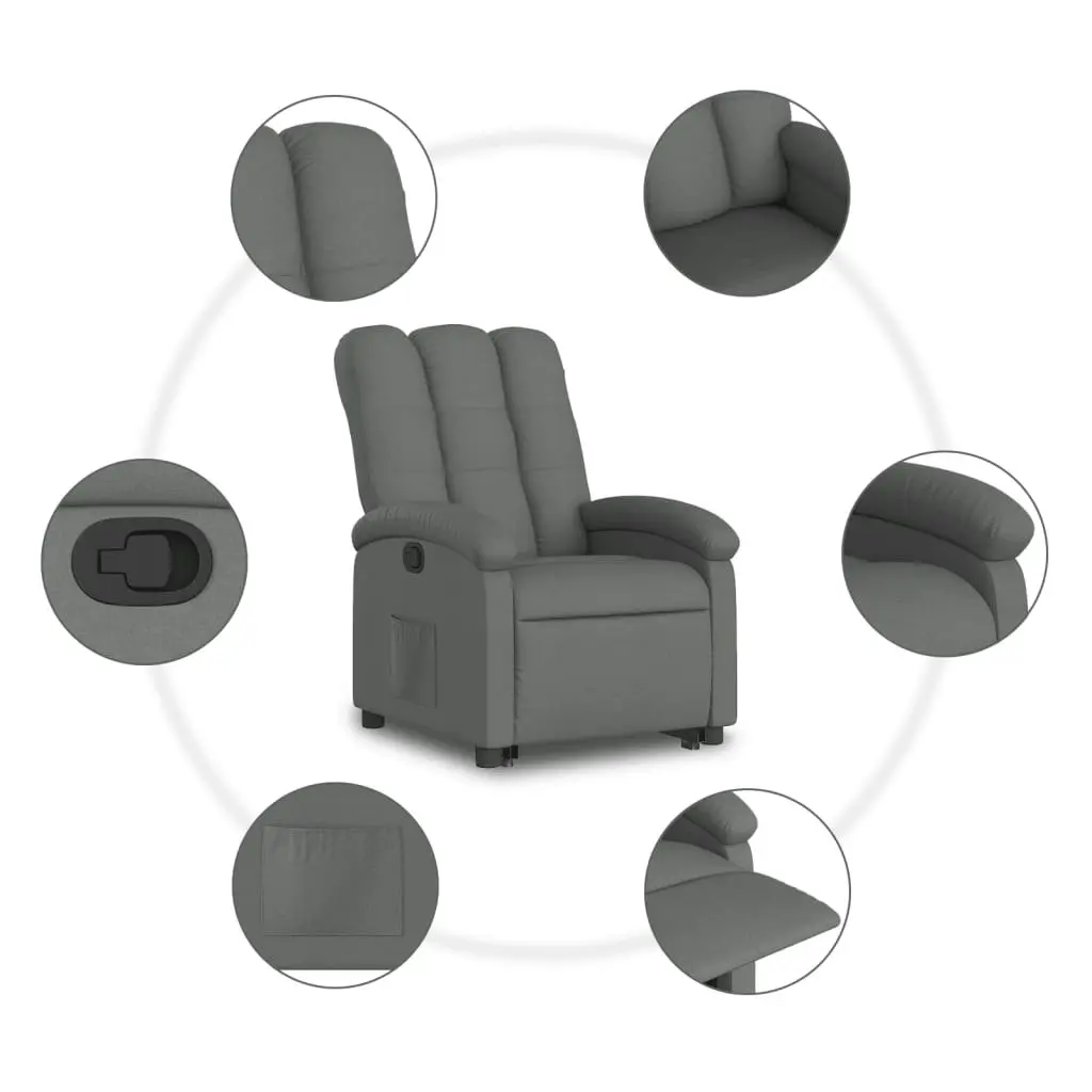 Stand up Recliner Chair Dark Grey Fabric 3205397